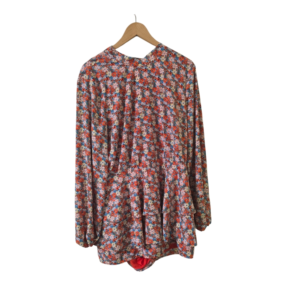 NWT Endless Rose Multi Ditsy Floral Open Back Long Sleeve Boho Romper XL